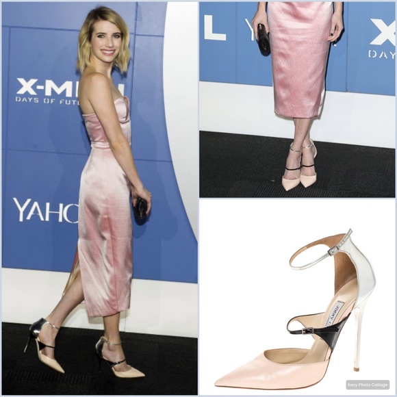 Jimmy Choo Typhon blush pink & metallic silver ankle strap pointed toe pumps - Picture 2 of 14